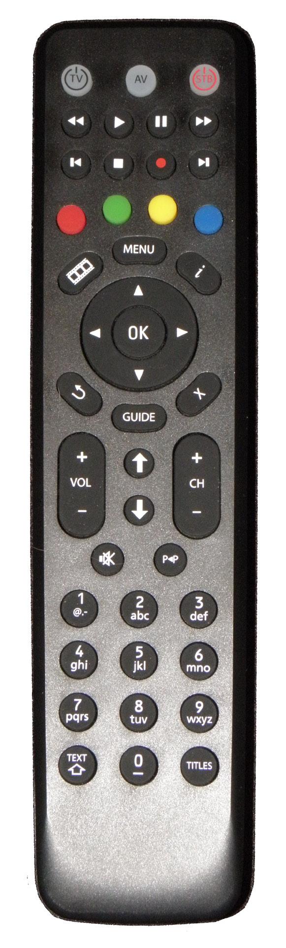 TV AV Source Select Toggles AV source TV Power Turn TV on/off Playback Controls Control playback of DVD or DVR DVR Displays recordings OK Enter a choice you have selected Arrow Keys Move the