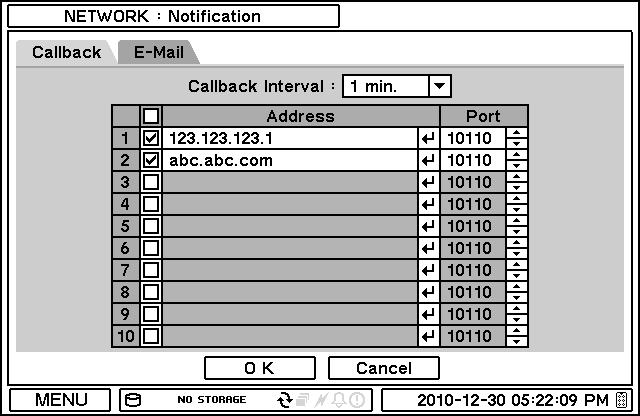 Callback Interval: Select Callback Interval to set time interval between consequential events being sent to remote site.