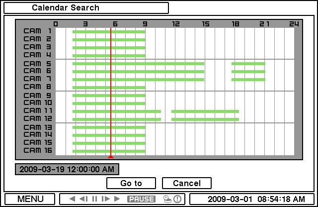 Calendar Search Calendar Search provides easy graphical search by displaying numbers (dates). Dates with recorded data will be highlighted.