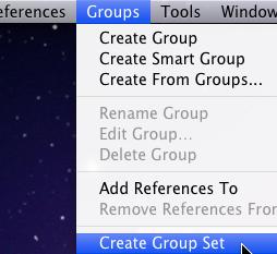 Select the references you want to put in this group, and then Drag & Drop them into the new Group. Group Set To create a Group Set, go to Groups >> Create a Group Set.