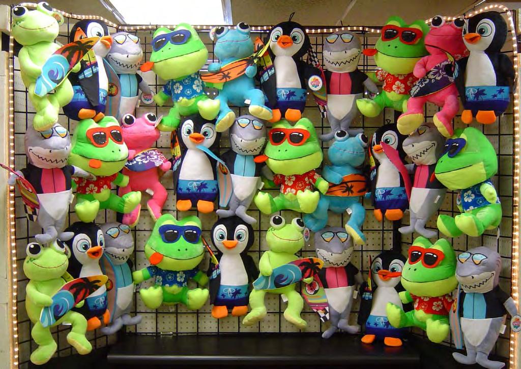 Hangin 10 Pick-A-Ticket 25c Per Play 30 Assorted Surfin Dudes Plush Characters & 1 Set of