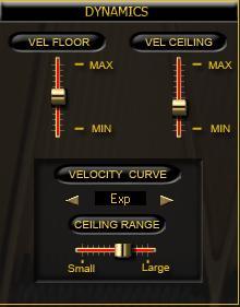 Controls VEL Ceiling: The Ceiling of Volume - the higher the setting, the louder the sound in MAX velocity.