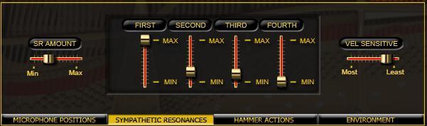 Staccato: Choose which MIDI controller controls staccato mode. Sympathetic Resonances SR Amount: The amount/volume of Sympathetic Resonance. Further right increase the Sympathetic Resonance sound.