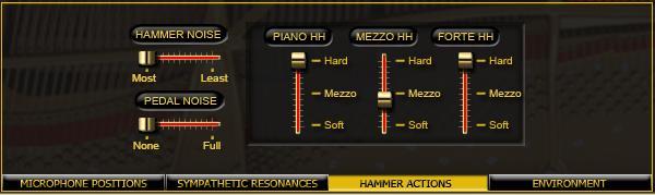 Hammer Noise: The noise of the hammer when it hits the string. Increasing this control will result in the piano losing impact, making the piano sound more like a string instrument.