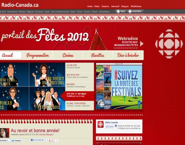 WELCOME TO THE HOLIDAY PORTAL 93,000 visits 156,000 page views To celebrate the festive season and promote our special holiday lineup, ICI Radio-Canada.