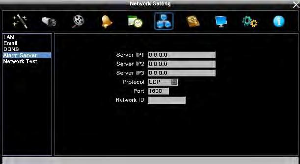 4.7.4 Alarm Server Figure 4-28 Network Menu Alarm Server This menu defines the parameters for communicating with a PC running PowerCon software.