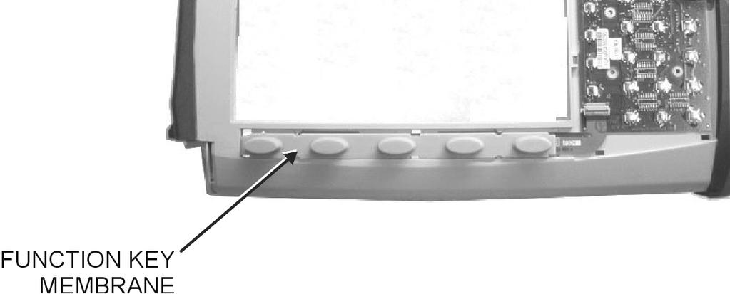 Removal and Replacement 3-11 Function Key Membrane and Switchpad Replacement 4. Remove the function key membrane by gently pulling the membrane up and away from the front panel (Figure 3-12).