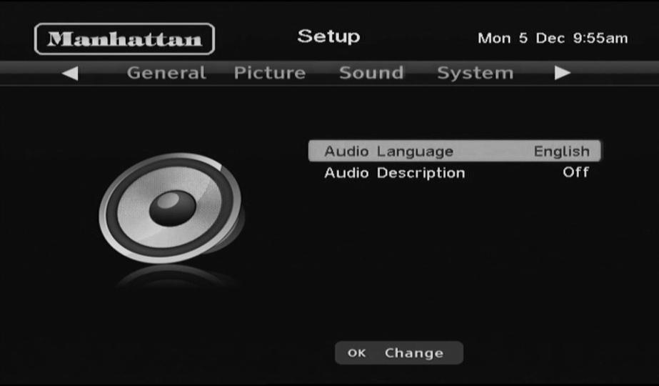 SOUND MENU SECTION Highlight the option you want to alter using the and buttons.