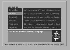 Basic Settings The Welcome Menu To install the Mediamaster properly you have to adjust a few settings. You will always be guided by the information at the bottom of the menus.
