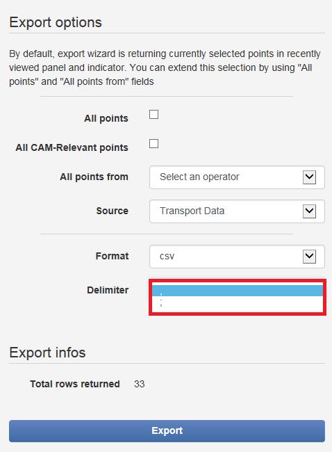 2049 2050 For the CSV export, the TP users could choose either a