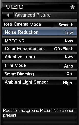 5 Adjusting the Advanced Picture Settings To adjust the advanced picture settings: 1. From the Picture Settings menu, use the Arrow buttons on the remote to highlight More, then press OK. 2.