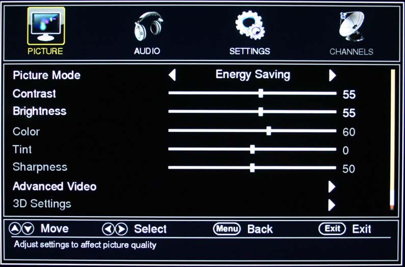 OSD (On Screen Display) Options PICTURE This main option has functions for changing the picture settings for all ports, such as tint, contrast, sharpness.