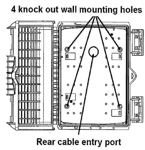 3.1.3. For wall mounted Push sideward to the hook and take off the organizer tray. Knock out 4 fixation holes and fix the box on the wall by expansion screws. Put the organizer tray back.