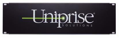 Each filler panel has the Uniprise Solutions logo and is offered in multiple sizes from 1U to 4U.