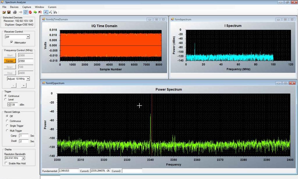 SpectraScopeRT Real-Time Spectrum Analyzer Software The provided real-time Spectrum Analyzer program, SpectraScopeRT, requires no programming and allows for the