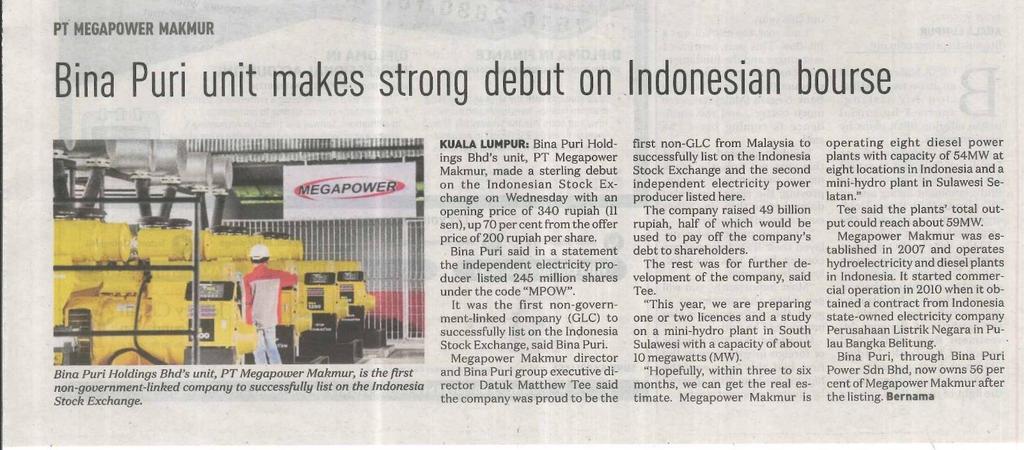 Newspaper : New Straits Times Title : Bina Puri unit makes strong