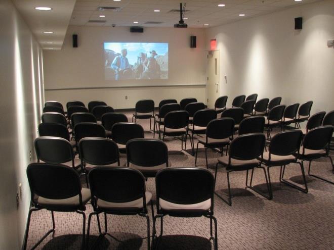 vault level meeting room This private space features surround sound and high quality projection capabilities perfect for training seminars.