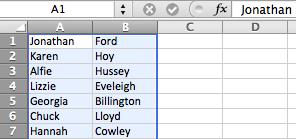 Adding a whole class in one go To bulk add an entire class, copy a list of names from e.g. a spreadsheet of first and last names and then paste this into the first box.