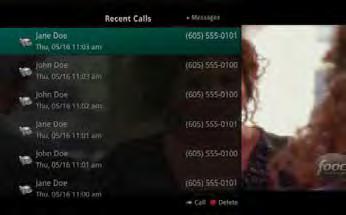 To delete numbers from your recent calls list use the arrow button to highlight the number you want to delete and press the Red button on your remote.