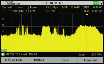 (standard definition) and HD (high definition) Formatos de pantalla 16:9 y 4:3 Ultra fast spectrum analyser: 90ms sweep