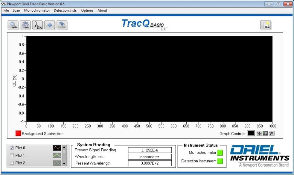 34 4 STARTING THE SOFTWARE FOR FIRST TIME A detection instrument is required when taking data using TracQ Basic. A monochromator is optional, as other light sources (laser, etc.) may be used.