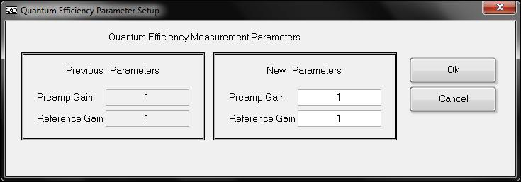 62 Enter the gain values for the reference detector (labeled Reference Gain) and the sample (labeled Preamp Gain).