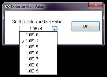 Figure 95: Initiating a Detector Radiometry Scan Prior to starting the scan, the software will request information to be entered regarding the gain setting for the