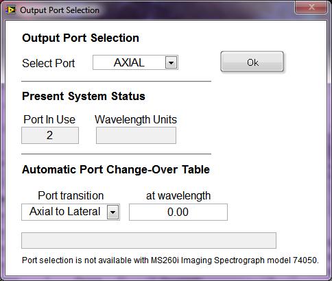 90 19.10 OUTPUT PORT SELECTION Dual output port selection is an optional feature for the Cornerstone 260 monochromator and MS260i spectrograph.