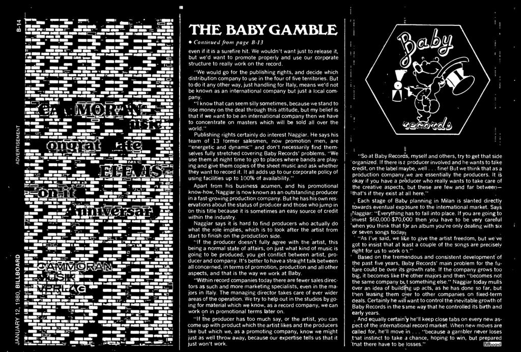 at ``tn iaosi_ill& =_i_r rrr+ione wii ii ONO r,} iit,a..-,. i --at,_- ar. an wee. tao._, - Zak i.h' m.e 7.161.111111' THE BABY GAMBLE continued (i-on-i page B-13 even if it is a surefire hit.