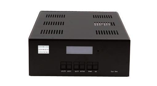 schnick-schnack-systems Sys One Specific feature: fanless operating Power Data Out DMX 512 Output XLR-4pin maximum 17 LED-Strips per controller Output system connector red (2 universes,
