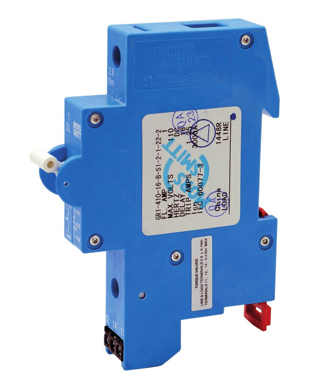 GR circuit breaker - hydraulic magnetic, Datasheet railway, 35 mm rail Description Compact hydraulic magnetic circuit breaker for railway applications, to protect electronic equipment and components
