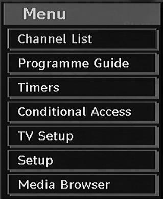 IDTV Menu System The IDTV menu can only be viewed when watching digital terrestrial broadcasting. Press the TV/DTV button to turn IDTV on while the TV is in analogue mode. Press the M button.