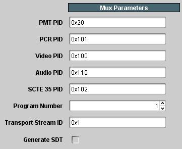 Advanced Tab Mux Parameters These parameters control the details of the audio/video multiplexing, and the (P)SI tables.