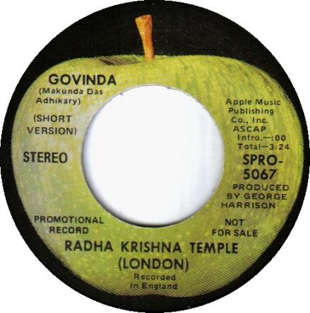 SPRO 5067/5068 Govinda/Govinda Radha Krishna Temple (London) Released 1970 Released shortly later, this promo single features a