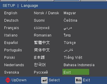 User Controls SETUP Language Choose the multilingual OSD menu.