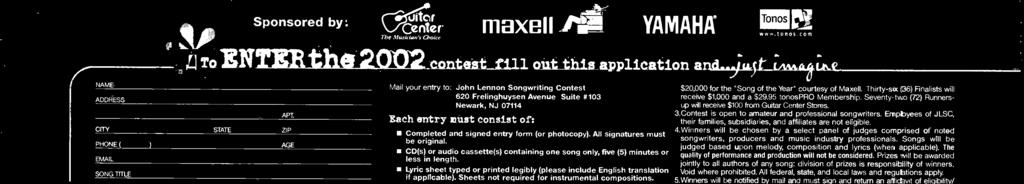 .Contest is open to amateur and professional songwriters. Empbyees of JLSC, their families, subsidiaries, and affiliates are not eligible. 4.