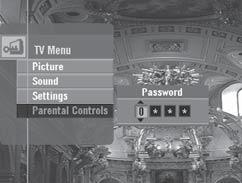 Using the TV Menu Parental Controls This feature allows you to block certain channels or programs so children cannot view programs that are not age appropriate.