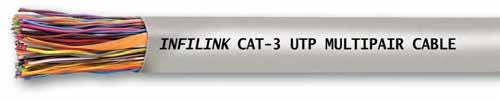 Cat-3 UTP Multi-Pair Telephone Cable Infilink Cat-3 Multipair Cable supports LAN applications utilising bandwidth up to 16MHz Ethernet for telephone system wiring, which is the mandatory minimum