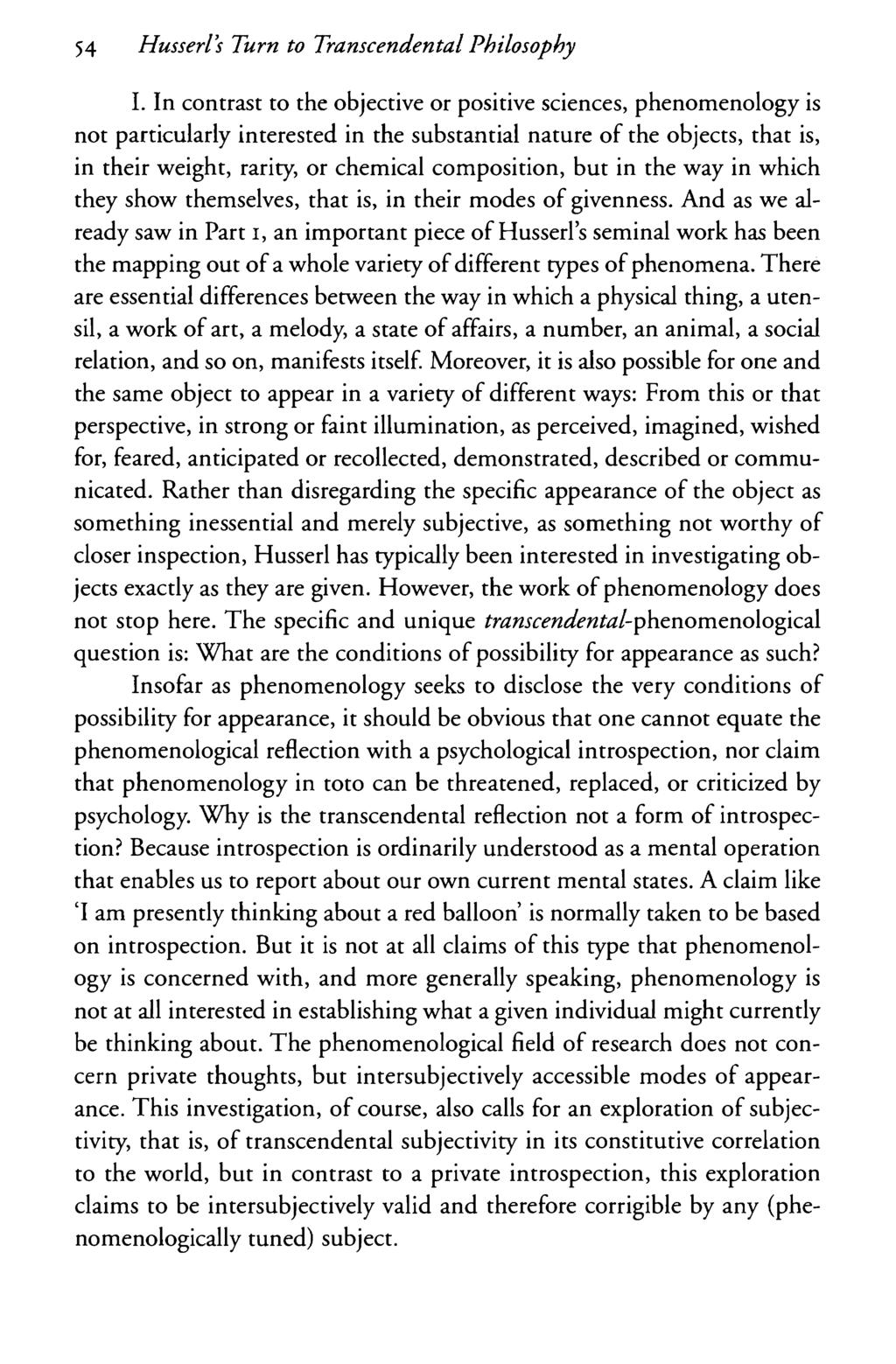 54 Husserls Turn to Transcendental Philosophy I.