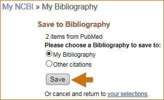 My NCBI: Add Citations from PubMed Items can be saved from the search results by clicking multiple checkboxes or within a