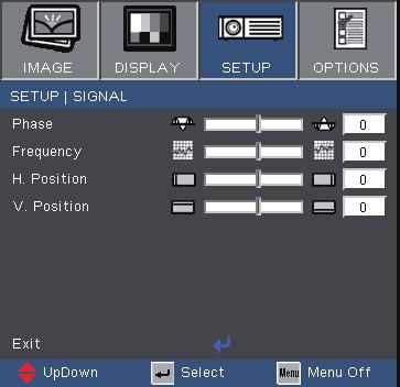 User Controls Setup Signal Phase Phase synchronizes the signal timing of the display with the graphic card. If you experience an unstable or flickering image, use this function to correct it.