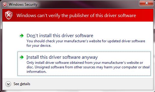 Click Install this driver software anyway.
