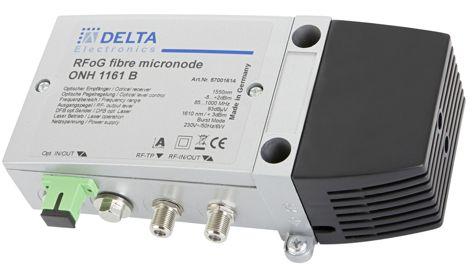 RFOG MICRO NODE - PLUS ONH 1161 B The Micro Node ONH 1161 B is a compact FTTB and FTTH node and designed for bidirectional PON / RF over Glass (RFoG) networks Very low noise optical receiver Constant