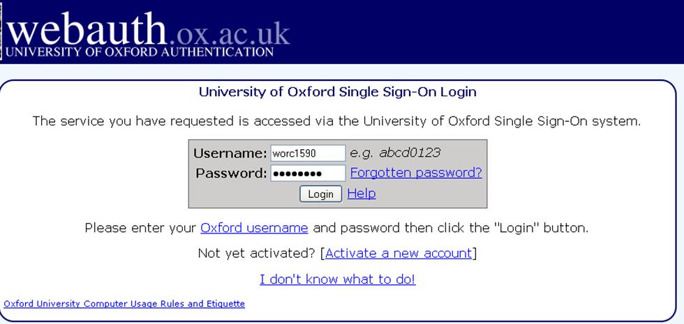 Passwords Oxford SSO Single Sign-On (SSO) In SOLO to check books on loan, books on hold, stack requests & renew items,