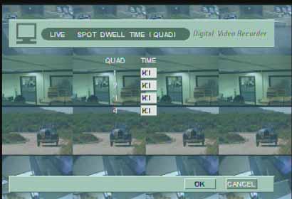 Figure 4-6 1.6 SPOT DWELL TIME (QUAD) SPOT QUAD DWELL sets up the time interval that the images are progressively displayed in QUAD screen (Figure 4-7).