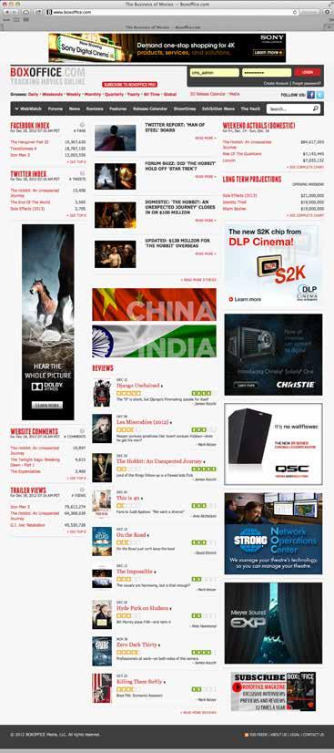 AD OPPORTUNITIES Boxoffice.com has been online since 1994 and is constantly and continually throughout the day with news, reviews, features, trailers, and more.