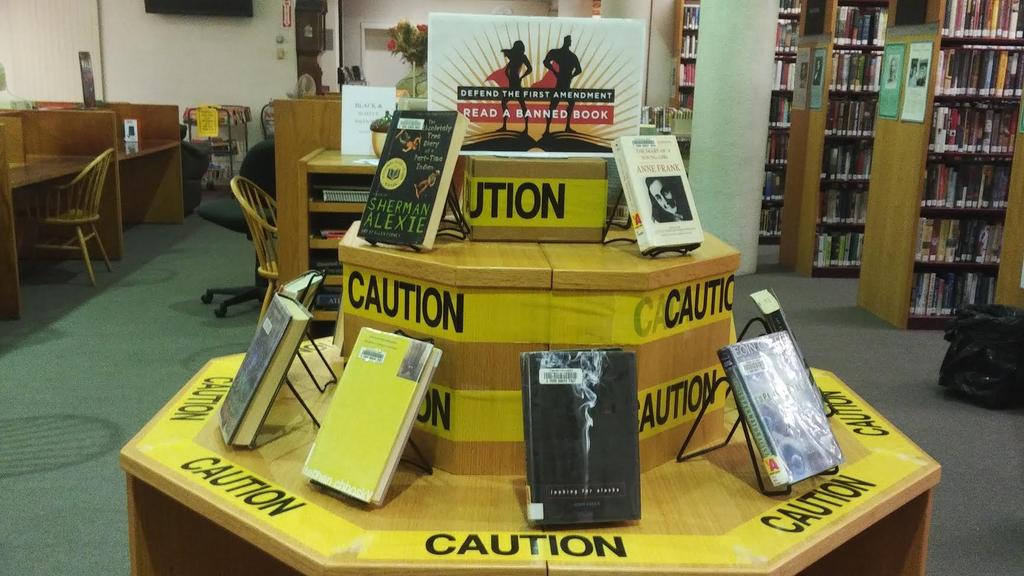 The Stoneham Library has on display a number of books including The Catcher in the Rye and The Diary of a