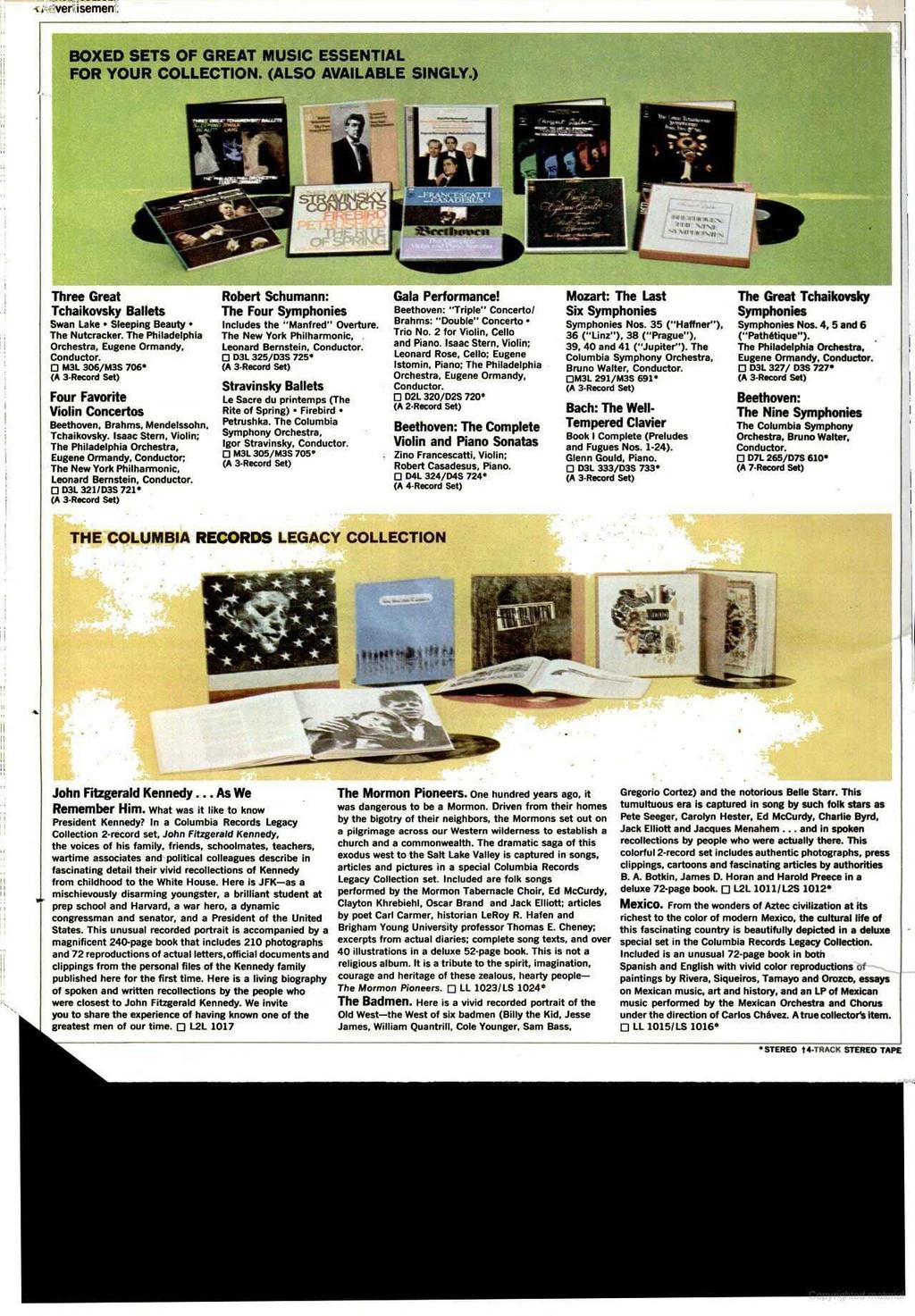ver 'semen www.americanradiohistory.com BOXED SETS OF GREAT MUSIC ESSENTIAL FOR YOUR COLLECTION. (ALSO AVAILABLE SINGLY.) Three Great Tchaikovsky Ballets Swan Lake Sleeping Beauty The Nutcracker.