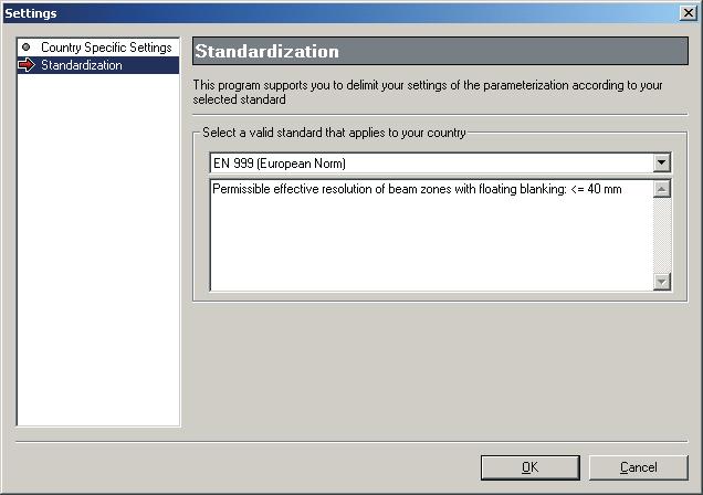 Getting Started Element [OK] [Cancel] Click in list box on "Standardization" The following window appears: Bild.