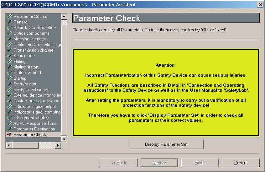 Parameterization Bild 6.-6: "Parameter Check" window Click [Display Parameter Set] to display an overview of parameters. The "Parameter Overview" window appears.